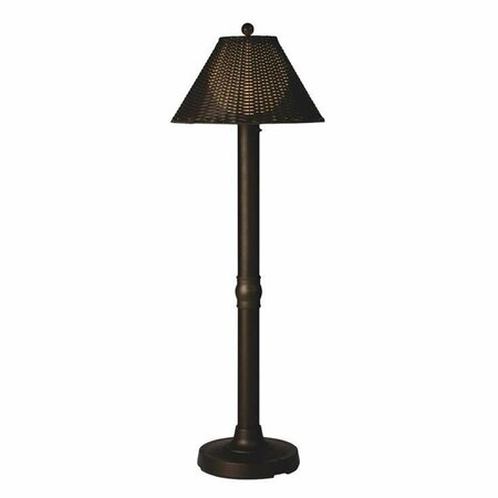 BRILLIANTBULB Tahiti II 60 in. Floor Lamp 17207 w/3 in. black tube body and tight weave  flat wicker walnut shade BR1839211